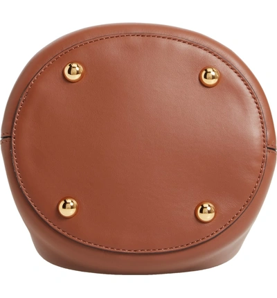 Shop Marni Ring Handle Leather Bucket Bag - Brown In Maroon