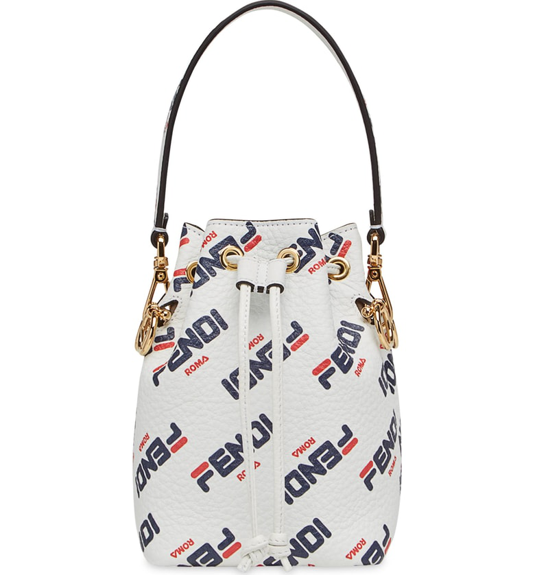 Fendi X Fila Mon Tresor Mania Logo Bucket Bag In F0qvl White | ModeSens