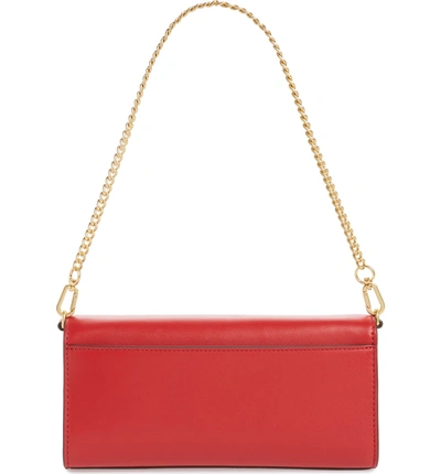 Shop Tory Burch Juliette Leather Clutch - Red In Ruby Red