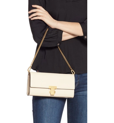 Shop Tory Burch Juliette Leather Clutch In New Cream