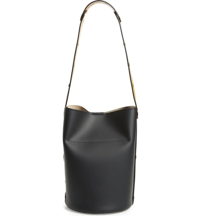 Shop Marni Punch Leather Bucket Bag In Cinnamon/ Black/ Honey