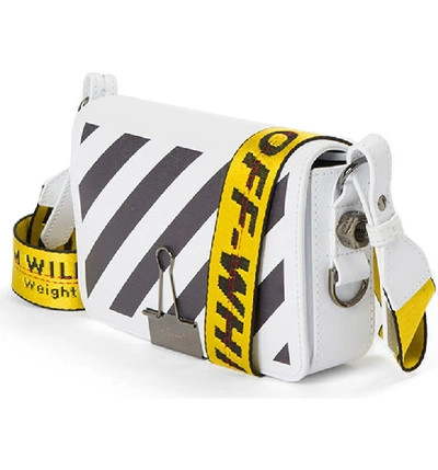 Shop Off-white Diagonal Stripe Mini Flap Bag In White Black