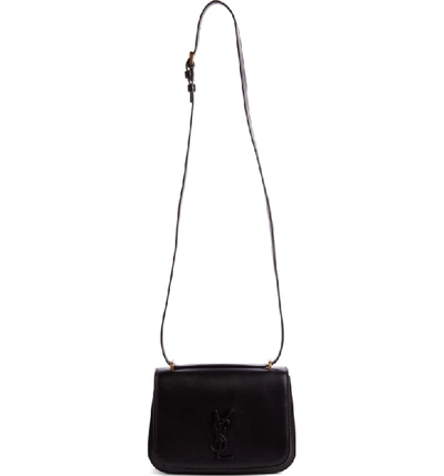 Shop Saint Laurent Spontini Ysl Monogram Leather Shoulder Bag In Noir