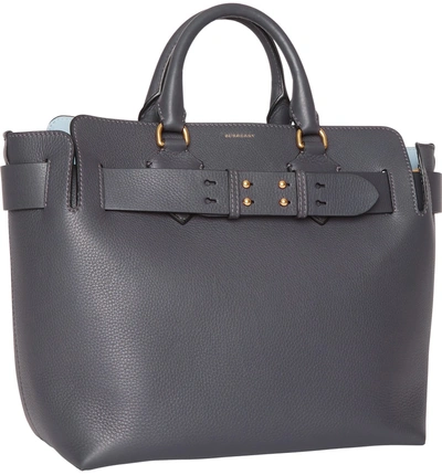Shop Burberry Medium Leather Belted Bag - Grey In Charcoal Grey