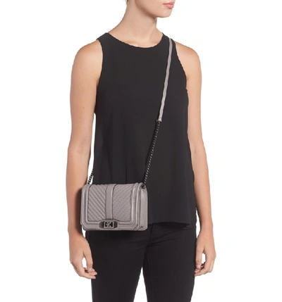 Shop Rebecca Minkoff Small Love Leather Crossbody Bag - Grey