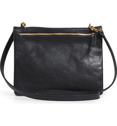 Shop Clare V Jumelle Leather Crossbody Bag - Black In Black Rustic