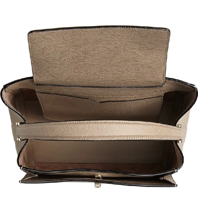 Shop Valextra Medium Brera Leather Top Handle Bag - Beige In Oyster