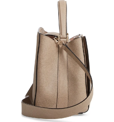 Shop Valextra Medium Brera Leather Top Handle Bag - Beige In Oyster