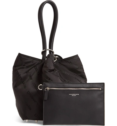 Shop Alexander Wang Small Roxy Logo Nylon Tote In Black