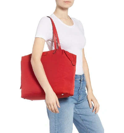 Shop Rebecca Minkoff Washed Nylon Tote - Red In Scarlet
