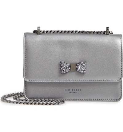 Shop Ted Baker Lotiiee Bow Convertible Leather Bag - Grey In Gunmetal
