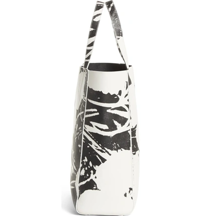Shop Calvin Klein 205w39nyc X Andy Warhol Foundation Flowers Leather Tote - White In White/ Black