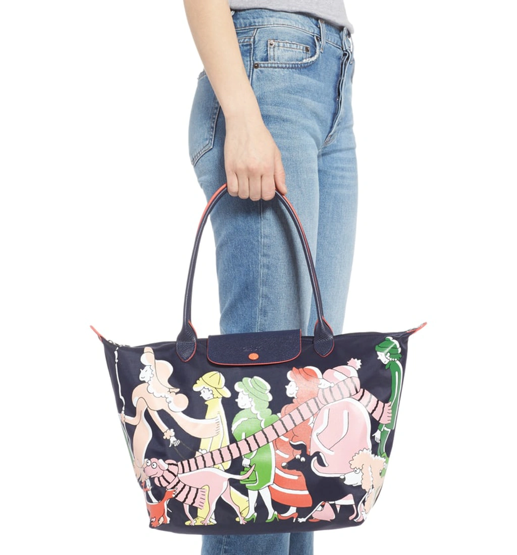 Longchamp X Clo e Floirat Le Pliage Illustration Shoulder Bag Blue In Multicolor ModeSens