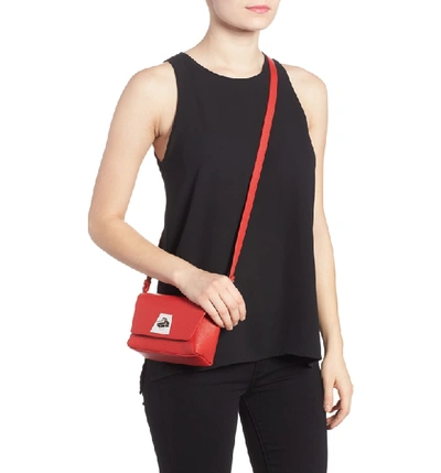 Shop Akris Little Anouk Calfskin Crossbody Bag In Scarlet