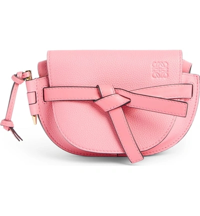 Shop Loewe Gate Mini Leather Crossbody Bag - Pink In Wild Rose
