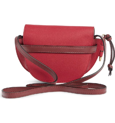 Shop Loewe Mini Gate Leather Crossbody Bag In Scarlet Red/ Burnt Red
