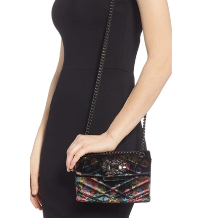 Shop Kurt Geiger Mini Mayfair Velvet Crossbody Bag - Black In Black/ Comb