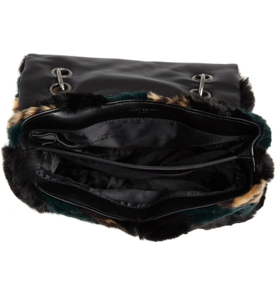 Shop Kurt Geiger Soho Faux Fur Shoulder Bag In Black/ Green