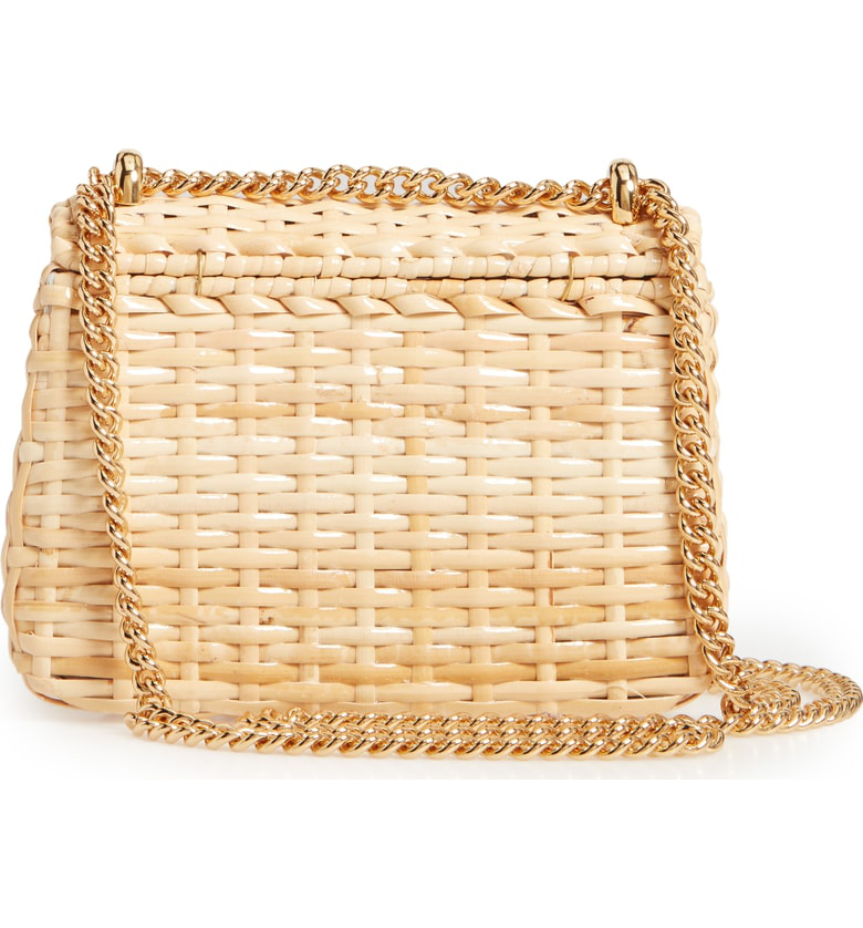 linea cestino glazed wicker mini shoulder bag