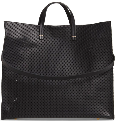 Shop Clare V Simple Perforated Leather Tote - Black In Black Perf