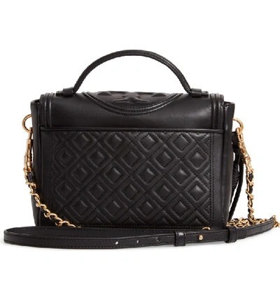 Shop Tory Burch Fleming Quilted Leather Top Handle Satchel In Black