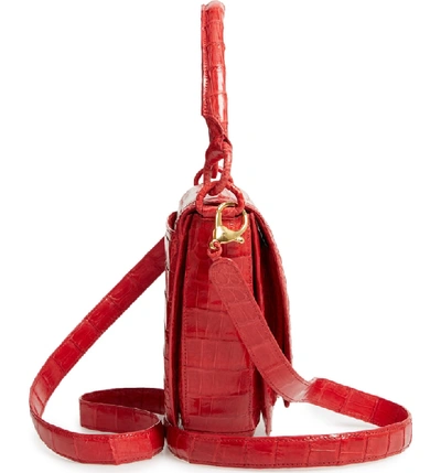 Shop Nancy Gonzalez Small Teddy Crocodile Leather Crossbody Bag - Red In Red Shiny