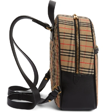 Shop Burberry Link Vintage Check Canvas Backpack - Brown In Antique Yellow/ Black
