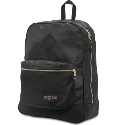 Shop Jansport Super Fx Gym Backpack - Black In Black Gold
