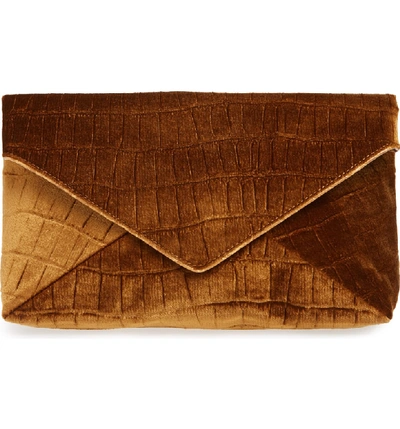 Shop Dries Van Noten Velvet Envelope Clutch - Brown In Tan