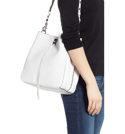 Shop Rebecca Minkoff Darren Deerskin Leather Shoulder Bag In Optic White