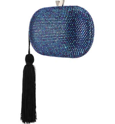 Shop Nina Oval Minaudiere With Tassel - Blue In Navy Iris