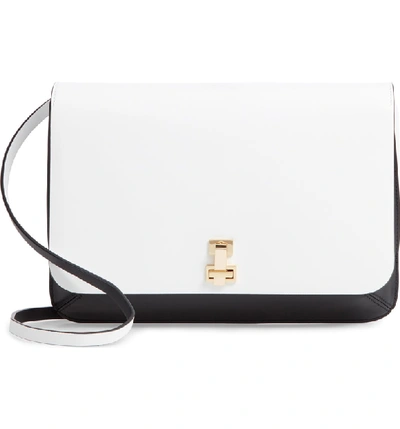 Shop The Volon Ez Colorblocked Leather Shoulder Bag - Ivory In Off White/ Black