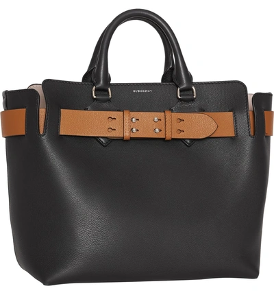 Shop Burberry Medium Belt Bag Leather Tote - Black