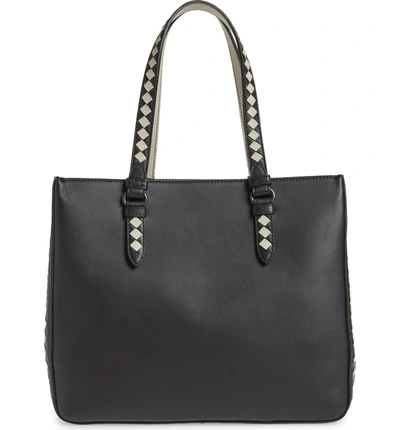 Shop Bottega Veneta Intrecciato Leather Tote Bag - Black In Nero/ Nero-cement
