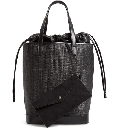 Shop Saint Laurent Teddy Canvas Tote In Noir/ Noir