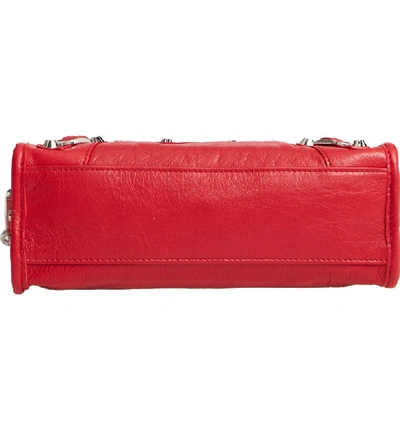 Shop Balenciaga Mini Arena City Leather Satchel - Red In Rouge/ Noir