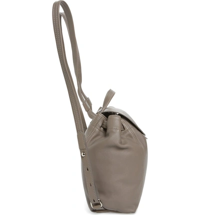 Shop Longchamp Extra Small Le Pliage Cuir Backpack - Grey In Pebble