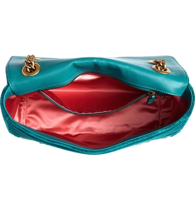 Shop Gucci Gg Marmont 2.0 Matelasse Velvet Shoulder Bag - Blue/green In Pavone/ Pavone/ Cyan Multi