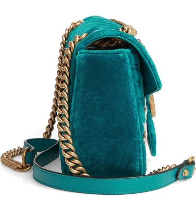 Shop Gucci Gg Marmont 2.0 Matelasse Velvet Shoulder Bag - Blue/green In Pavone/ Pavone/ Cyan Multi