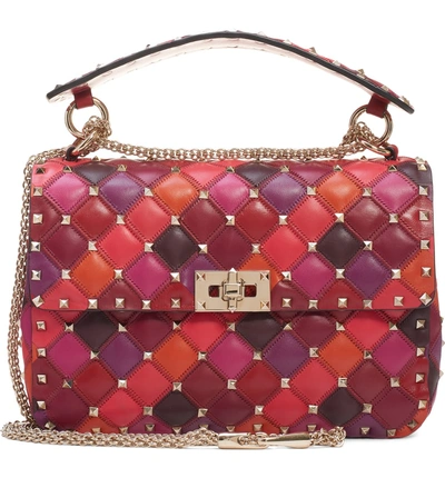 Shop Valentino Medium Spike. It Leather Shoulder Bag In Rosso V Multi