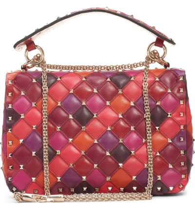 Shop Valentino Medium Spike. It Leather Shoulder Bag In Rosso V Multi