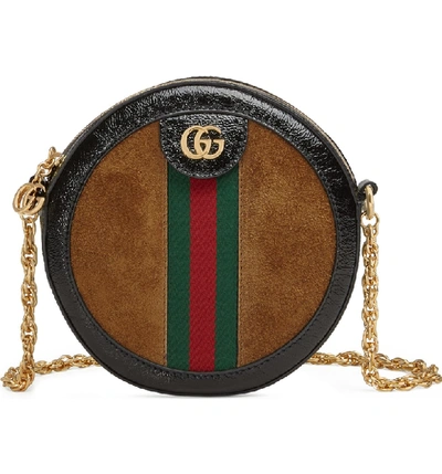 Shop Gucci Miniround Shoulder Bag In Nocciola/ Nero/ Vert/ Red