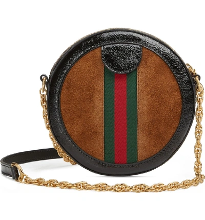 Shop Gucci Miniround Shoulder Bag In Nocciola/ Nero/ Vert/ Red