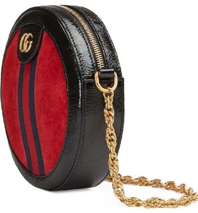 Shop Gucci Miniround Shoulder Bag In Hibiscus Red/ Nero/ Blue