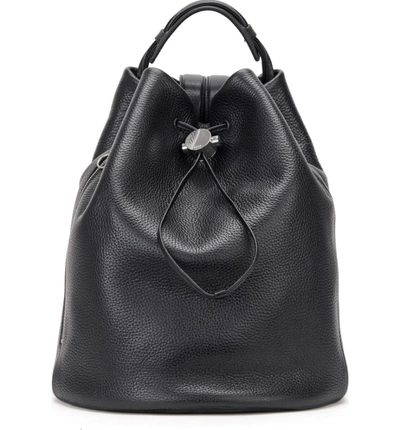 Shop Kara Moon Drawcord Leather Backpack - Black