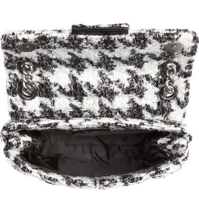 Shop Kurt Geiger Mini Kensington Tweed Crossbody Bag - Black In Black/ White