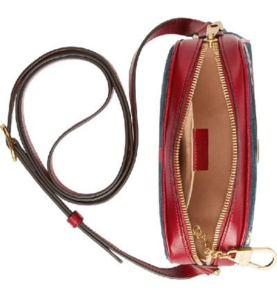 Shop Gucci Small Ophidia Suede & Leather Crossbody Bag In New Blu/ Romanatic Cerise