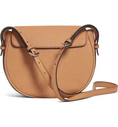 Shop Fendi Messenger Selleria Leather Shoulder Bag - Beige In Miele Scuro