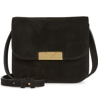 Shop Victoria Beckham Eva Calfskin Suede Shoulder Bag - Black