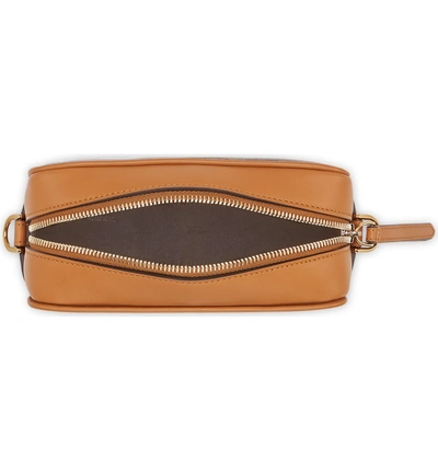 Shop Fendi Logo Canvas Camera Bag In Mohogany/ Caramel